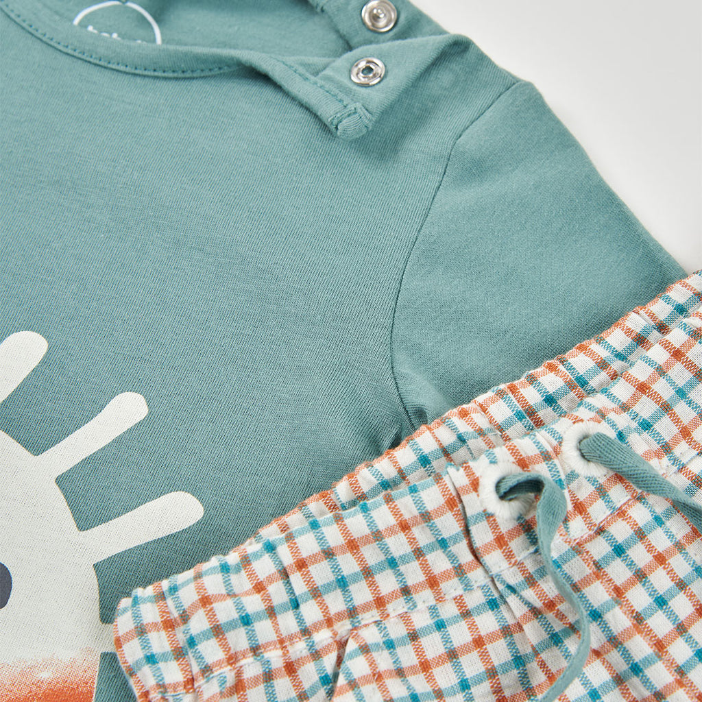 Boboli completo bermuda  e shirt verde 223029