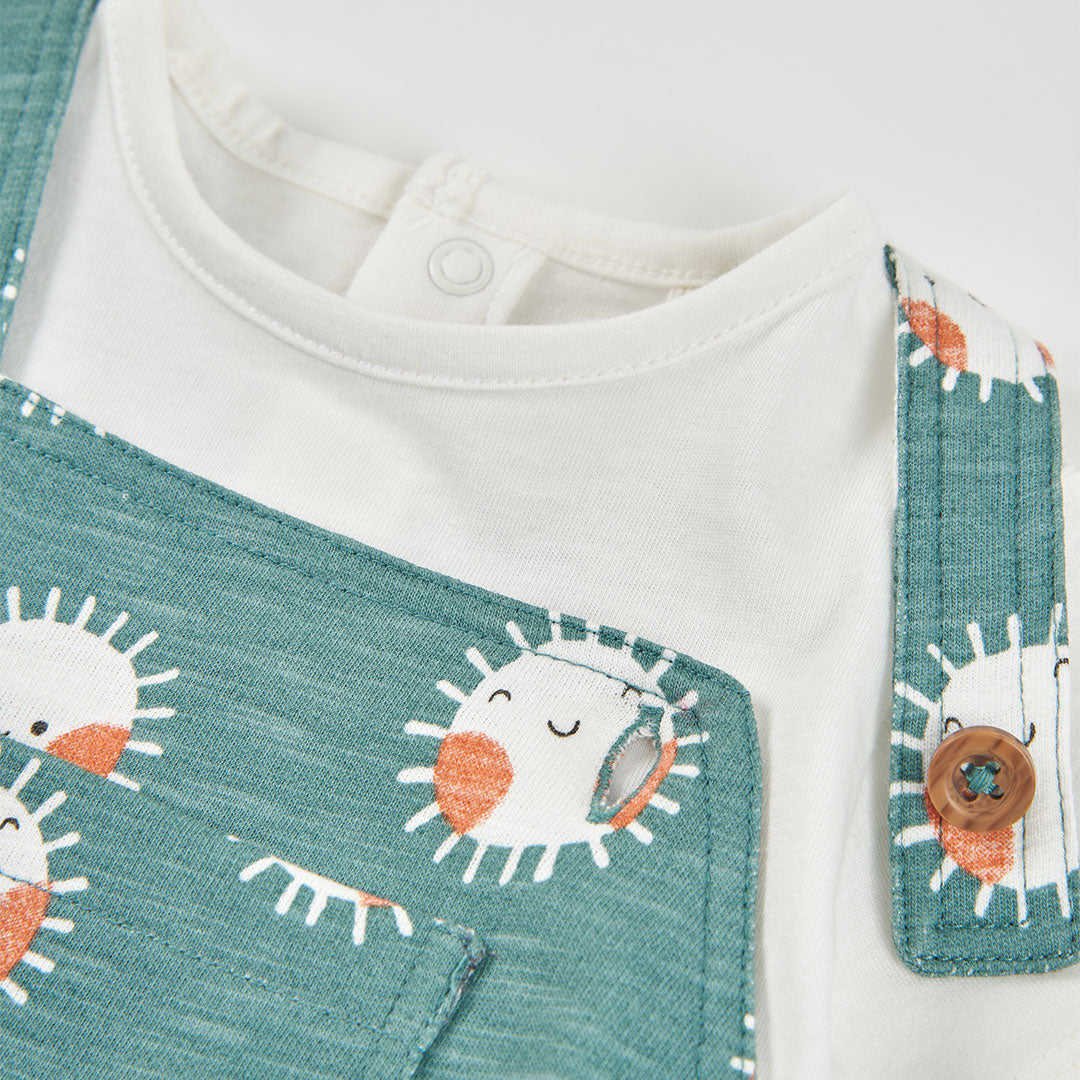 Boboli completo pagliaccetto e shirt verde 223030