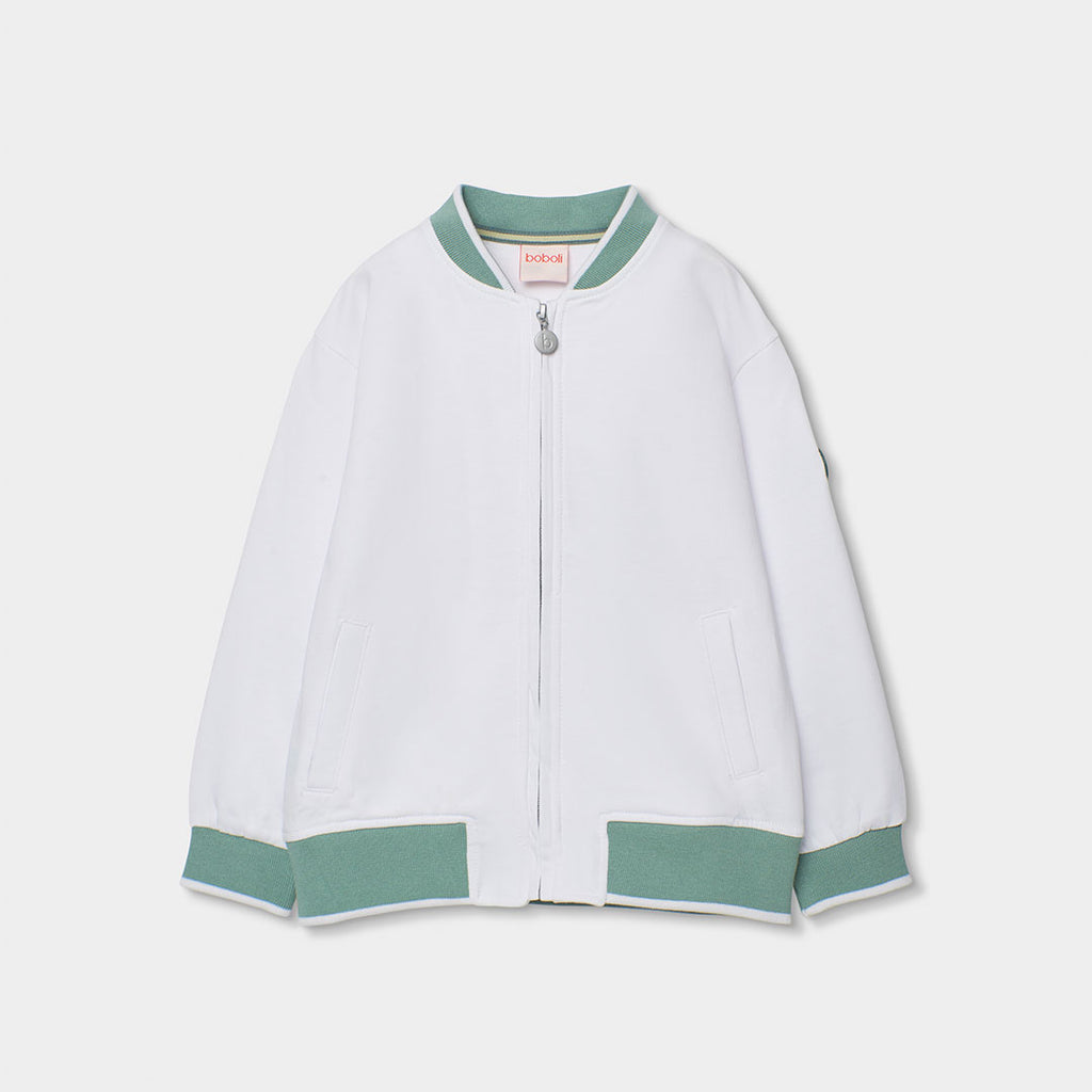 Boboli felpa con cerniera bianc-verde 813079