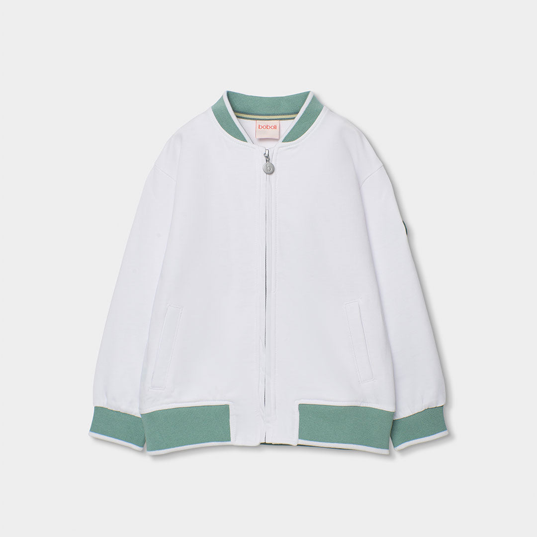 Boboli felpa con cerniera bianc-verde 813079