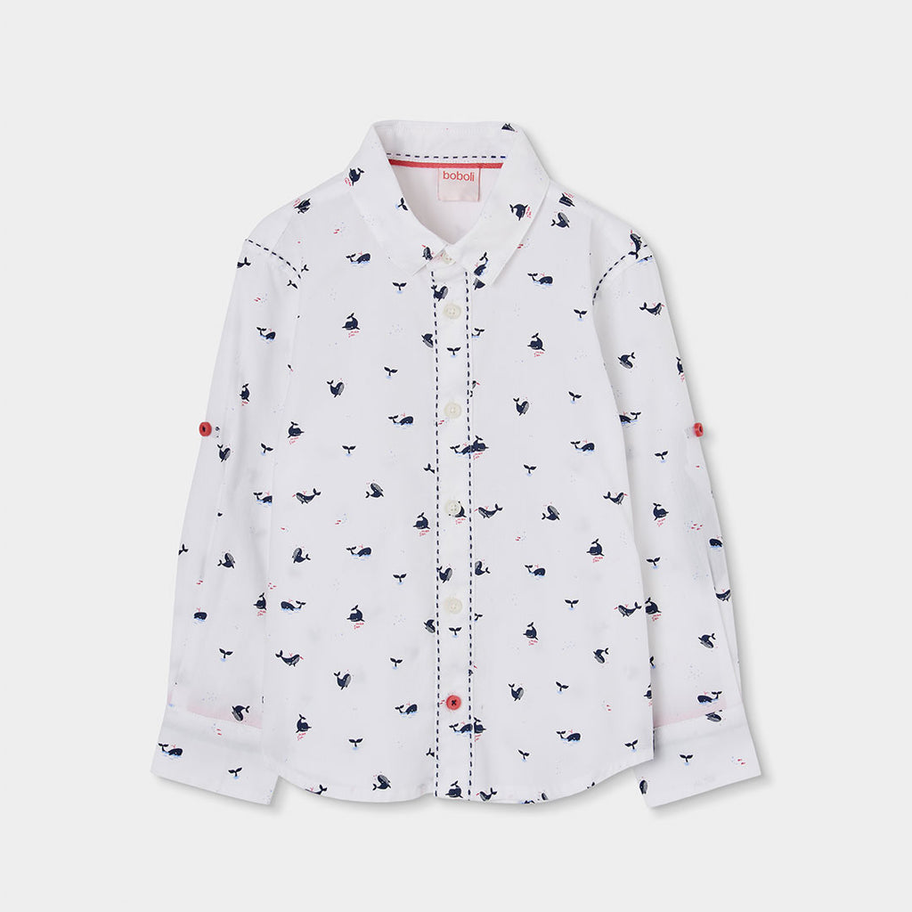 Boboli camicia con balene bianca-blu 823070