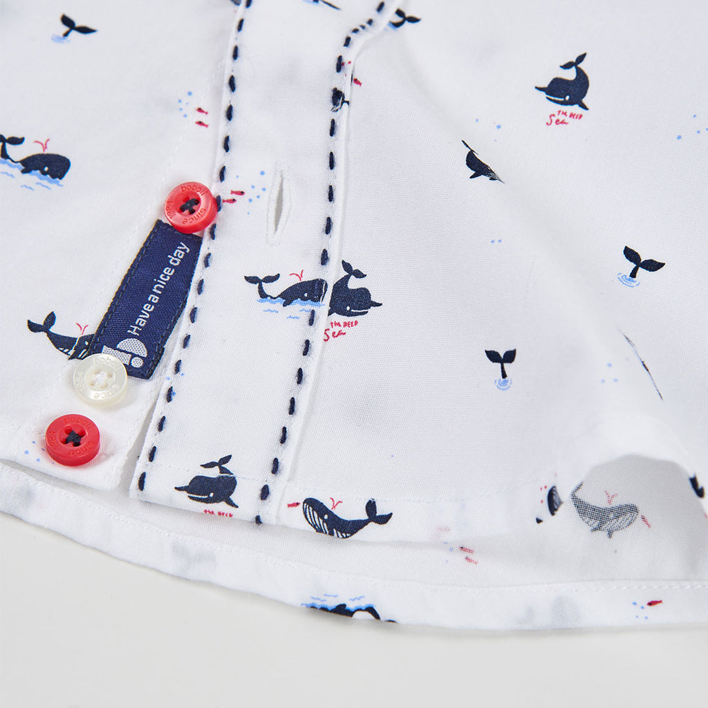 Boboli camicia con balene bianca-blu 823070